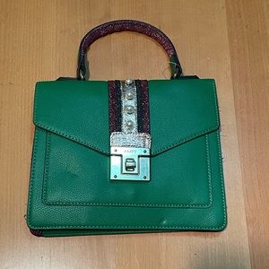 Aldo green handbag new without tags pearl embellishment